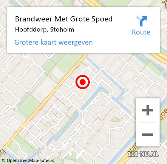 Locatie op kaart van de 112 melding: Brandweer Met Grote Spoed Naar Hoofddorp, Stoholm op 27 mei 2024 17:51