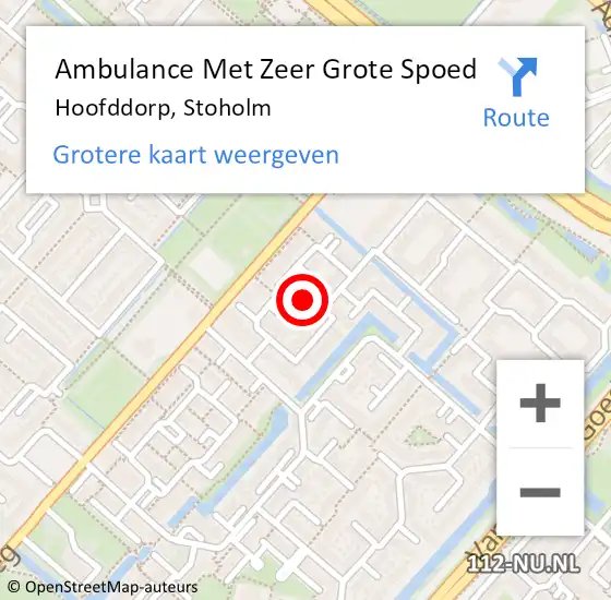 Locatie op kaart van de 112 melding: Ambulance Met Zeer Grote Spoed Naar Hoofddorp, Stoholm op 27 mei 2024 17:53