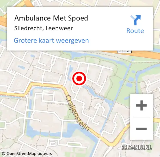 Locatie op kaart van de 112 melding: Ambulance Met Spoed Naar Sliedrecht, Leenweer op 27 mei 2024 17:59