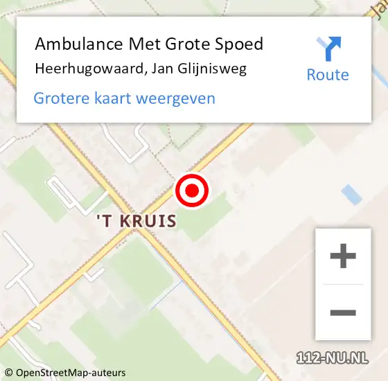 Locatie op kaart van de 112 melding: Ambulance Met Grote Spoed Naar Heerhugowaard, Jan Glijnisweg op 27 mei 2024 18:01