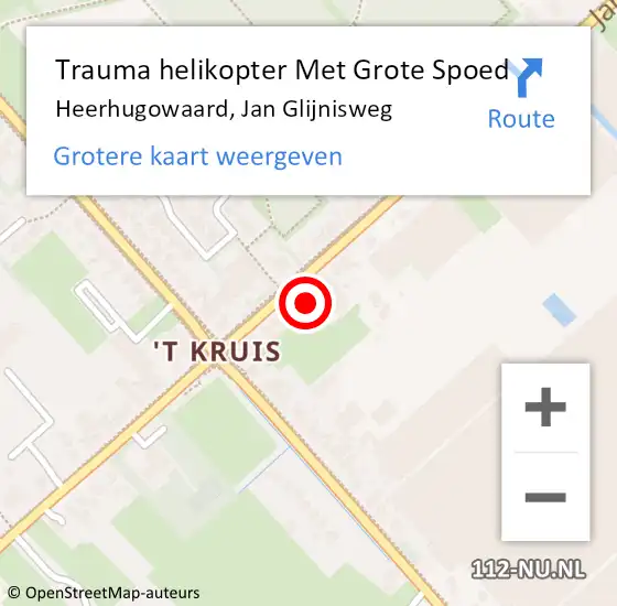 Locatie op kaart van de 112 melding: Trauma helikopter Met Grote Spoed Naar Heerhugowaard, Jan Glijnisweg op 27 mei 2024 18:01