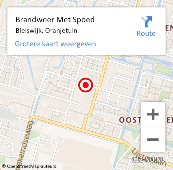 Locatie op kaart van de 112 melding: Brandweer Met Spoed Naar Bleiswijk, Oranjetuin op 27 mei 2024 18:07