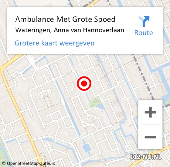 Locatie op kaart van de 112 melding: Ambulance Met Grote Spoed Naar Wateringen, Anna van Hannoverlaan op 27 mei 2024 18:35