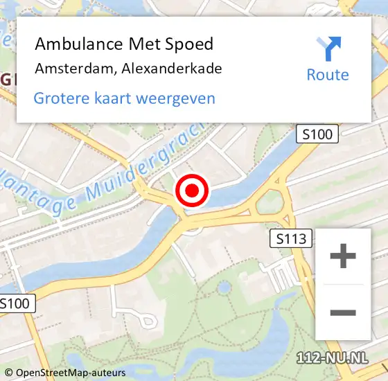 Locatie op kaart van de 112 melding: Ambulance Met Spoed Naar Amsterdam, Alexanderkade op 27 mei 2024 18:58