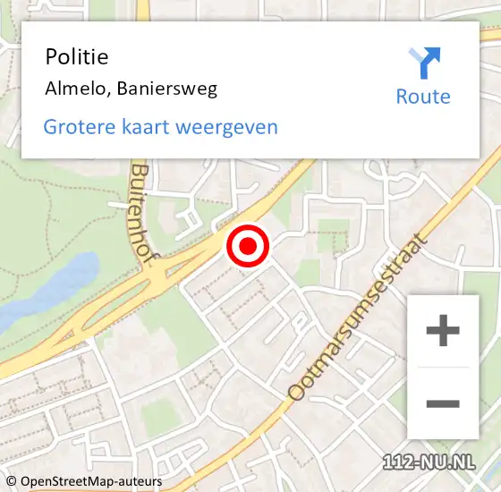 Locatie op kaart van de 112 melding: Politie Almelo, Baniersweg op 27 mei 2024 19:03