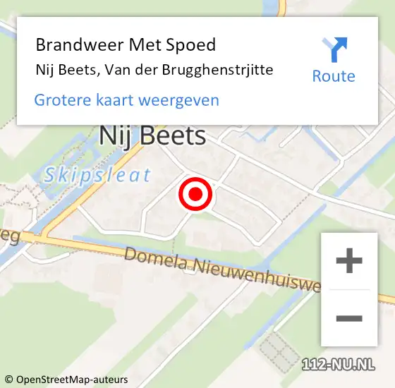 Locatie op kaart van de 112 melding: Brandweer Met Spoed Naar Nij Beets, Van der Brugghenstrjitte op 27 mei 2024 19:06