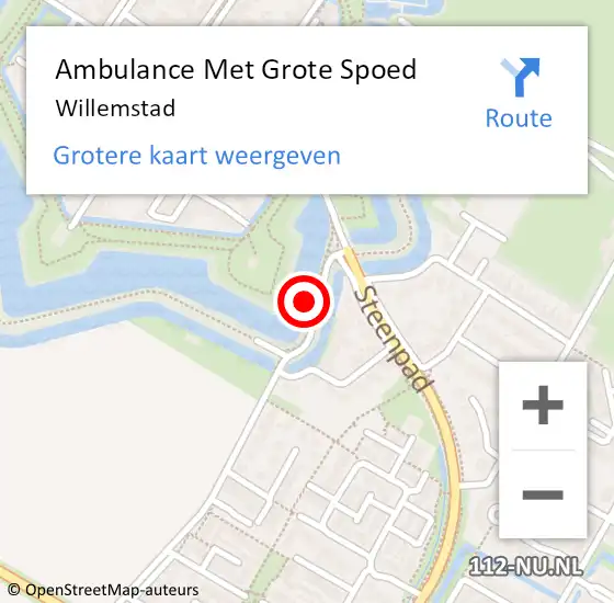 Locatie op kaart van de 112 melding: Ambulance Met Grote Spoed Naar Willemstad op 27 mei 2024 19:13