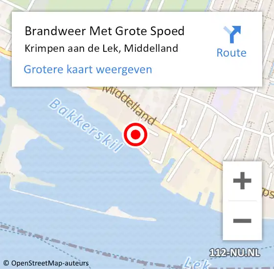 Locatie op kaart van de 112 melding: Brandweer Met Grote Spoed Naar Krimpen aan de Lek, Middelland op 27 mei 2024 19:21