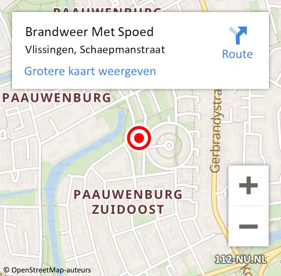 Locatie op kaart van de 112 melding: Brandweer Met Spoed Naar Vlissingen, Schaepmanstraat op 27 mei 2024 19:23