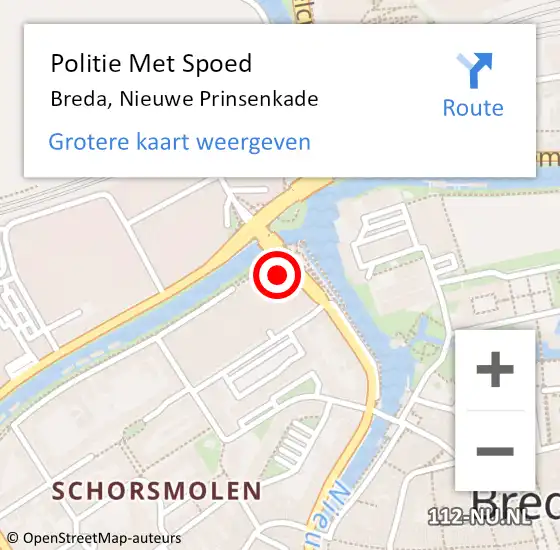 Locatie op kaart van de 112 melding: Politie Met Spoed Naar Breda, Nieuwe Prinsenkade op 27 mei 2024 19:33