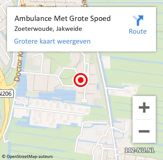 Locatie op kaart van de 112 melding: Ambulance Met Grote Spoed Naar Zoeterwoude, Jakweide op 27 mei 2024 19:40