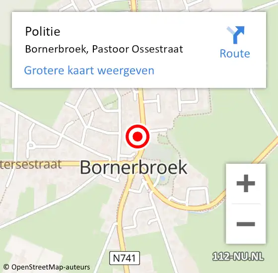 Locatie op kaart van de 112 melding: Politie Bornerbroek, Pastoor Ossestraat op 27 mei 2024 19:53