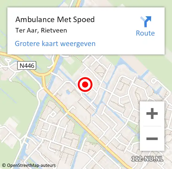 Locatie op kaart van de 112 melding: Ambulance Met Spoed Naar Ter Aar, Rietveen op 27 mei 2024 19:55