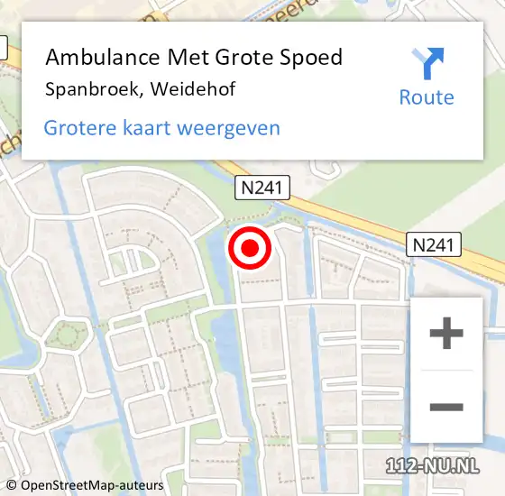 Locatie op kaart van de 112 melding: Ambulance Met Grote Spoed Naar Spanbroek, Weidehof op 27 mei 2024 20:08