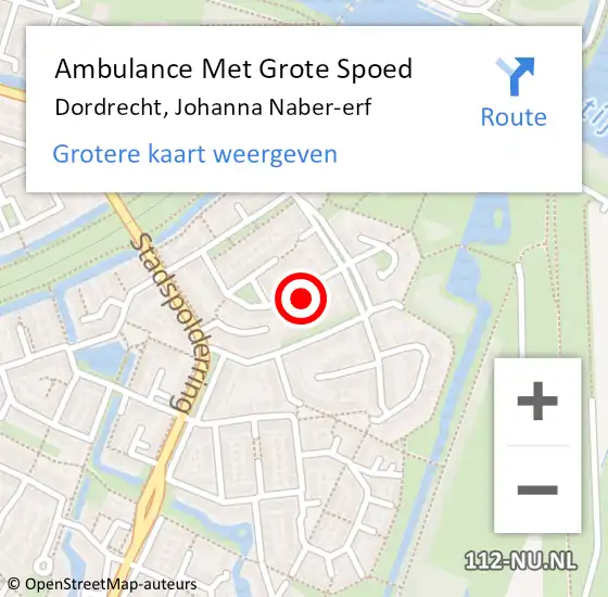 Locatie op kaart van de 112 melding: Ambulance Met Grote Spoed Naar Dordrecht, Johanna Naber-erf op 27 mei 2024 20:11