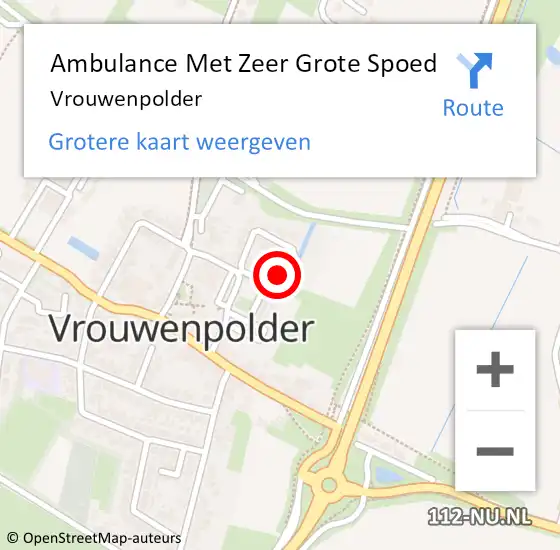 Locatie op kaart van de 112 melding: Ambulance Met Zeer Grote Spoed Naar Vrouwenpolder op 27 mei 2024 20:47