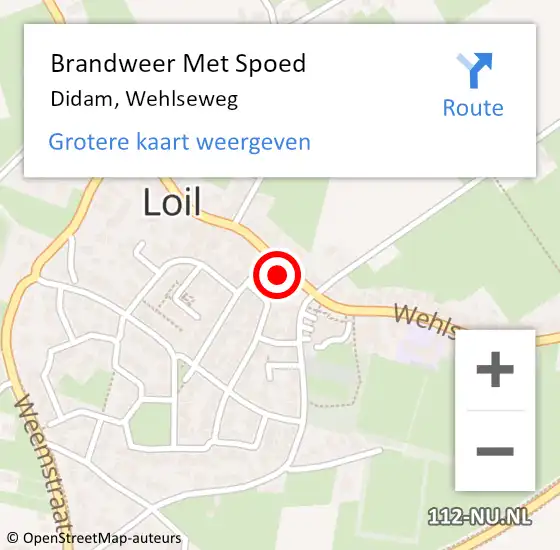 Locatie op kaart van de 112 melding: Brandweer Met Spoed Naar Didam, Wehlseweg op 27 mei 2024 20:49