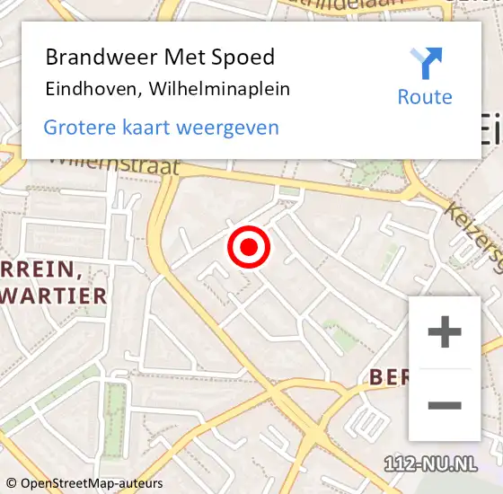 Locatie op kaart van de 112 melding: Brandweer Met Spoed Naar Eindhoven, Wilhelminaplein op 27 mei 2024 21:21