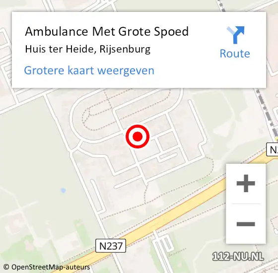 Locatie op kaart van de 112 melding: Ambulance Met Grote Spoed Naar Huis ter Heide, Rijsenburg op 27 mei 2024 21:35