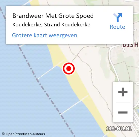 Locatie op kaart van de 112 melding: Brandweer Met Grote Spoed Naar Koudekerke, Strand Koudekerke op 27 mei 2024 21:41