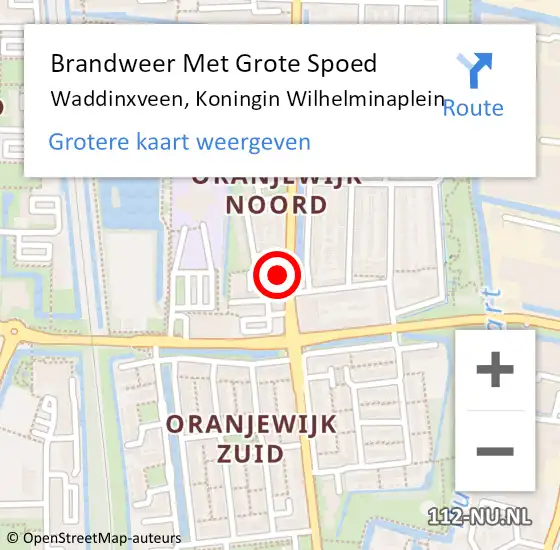 Locatie op kaart van de 112 melding: Brandweer Met Grote Spoed Naar Waddinxveen, Koningin Wilhelminaplein op 7 oktober 2014 12:43