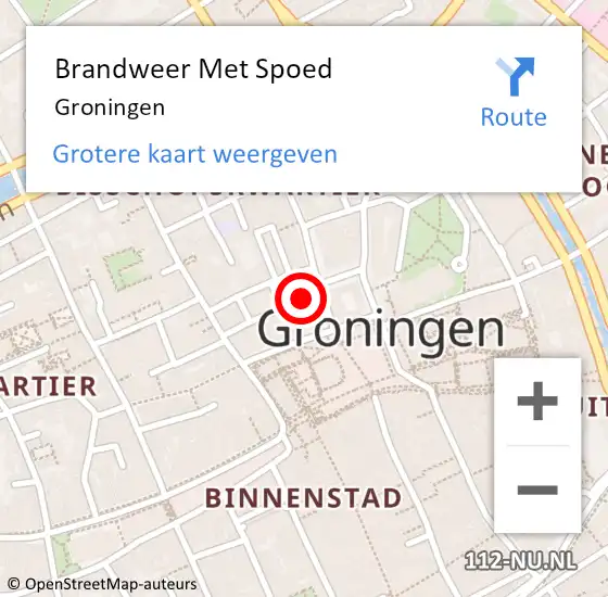 Locatie op kaart van de 112 melding: Brandweer Met Spoed Naar Groningen op 27 mei 2024 21:51