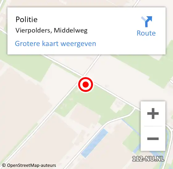 Locatie op kaart van de 112 melding: Politie Vierpolders, Middelweg op 27 mei 2024 22:07