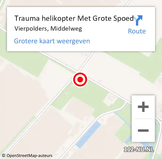 Locatie op kaart van de 112 melding: Trauma helikopter Met Grote Spoed Naar Vierpolders, Middelweg op 27 mei 2024 22:08