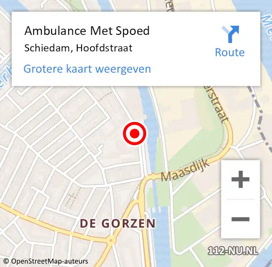 Locatie op kaart van de 112 melding: Ambulance Met Spoed Naar Schiedam, Hoofdstraat op 27 mei 2024 22:20