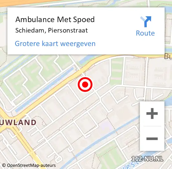 Locatie op kaart van de 112 melding: Ambulance Met Spoed Naar Schiedam, Piersonstraat op 27 mei 2024 22:37