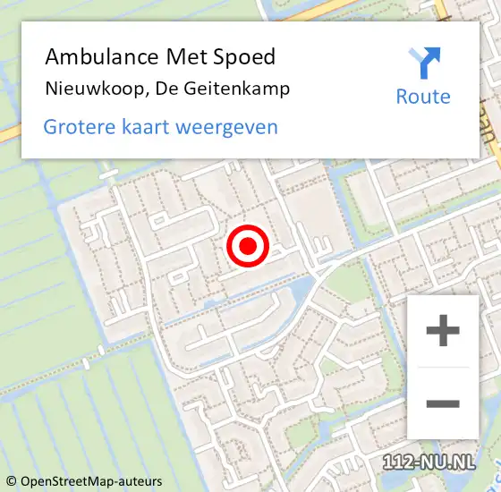 Locatie op kaart van de 112 melding: Ambulance Met Spoed Naar Nieuwkoop, De Geitenkamp op 27 mei 2024 22:40