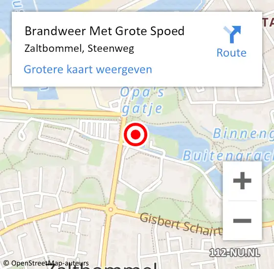 Locatie op kaart van de 112 melding: Brandweer Met Grote Spoed Naar Zaltbommel, Steenweg op 27 mei 2024 22:59