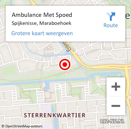 Locatie op kaart van de 112 melding: Ambulance Met Spoed Naar Spijkenisse, Maraboehoek op 27 mei 2024 23:02