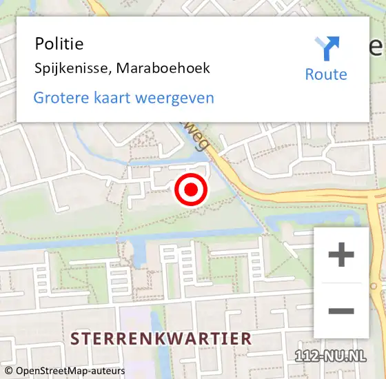 Locatie op kaart van de 112 melding: Politie Spijkenisse, Maraboehoek op 27 mei 2024 23:04