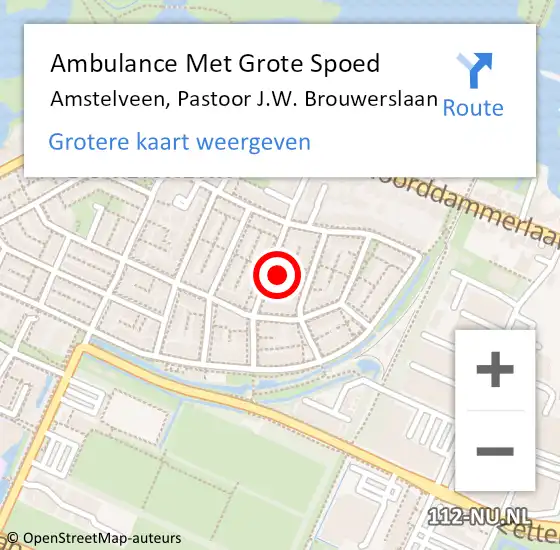 Locatie op kaart van de 112 melding: Ambulance Met Grote Spoed Naar Amstelveen, Pastoor J.W. Brouwerslaan op 27 mei 2024 23:26