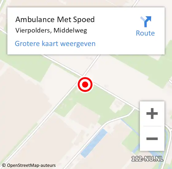 Locatie op kaart van de 112 melding: Ambulance Met Spoed Naar Vierpolders, Middelweg op 27 mei 2024 23:38