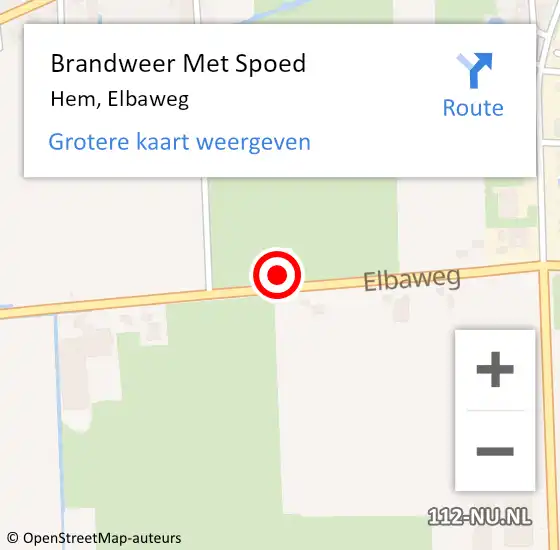 Locatie op kaart van de 112 melding: Brandweer Met Spoed Naar Hem, Elbaweg op 7 oktober 2014 12:50