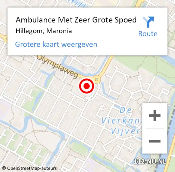 Locatie op kaart van de 112 melding: Ambulance Met Zeer Grote Spoed Naar Hillegom, Maronia op 28 mei 2024 00:11