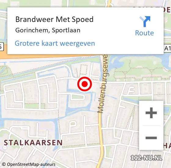 Locatie op kaart van de 112 melding: Brandweer Met Spoed Naar Gorinchem, Sportlaan op 28 mei 2024 00:16