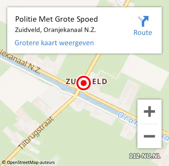 Locatie op kaart van de 112 melding: Politie Met Grote Spoed Naar Zuidveld, Oranjekanaal N.Z. op 28 mei 2024 00:20