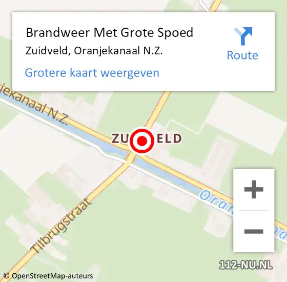 Locatie op kaart van de 112 melding: Brandweer Met Grote Spoed Naar Zuidveld, Oranjekanaal N.Z. op 28 mei 2024 00:20