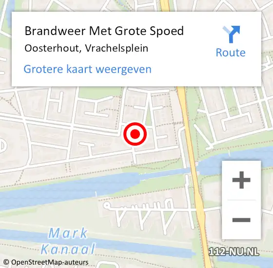 Locatie op kaart van de 112 melding: Brandweer Met Grote Spoed Naar Oosterhout, Vrachelsplein op 28 mei 2024 00:47