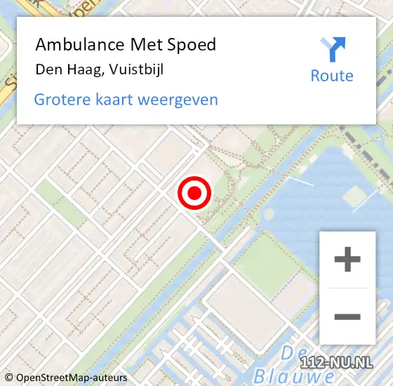 Locatie op kaart van de 112 melding: Ambulance Met Spoed Naar Den Haag, Vuistbijl op 28 mei 2024 00:59