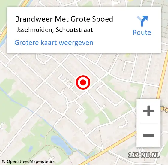 Locatie op kaart van de 112 melding: Brandweer Met Grote Spoed Naar IJsselmuiden, Schoutstraat op 28 mei 2024 01:25