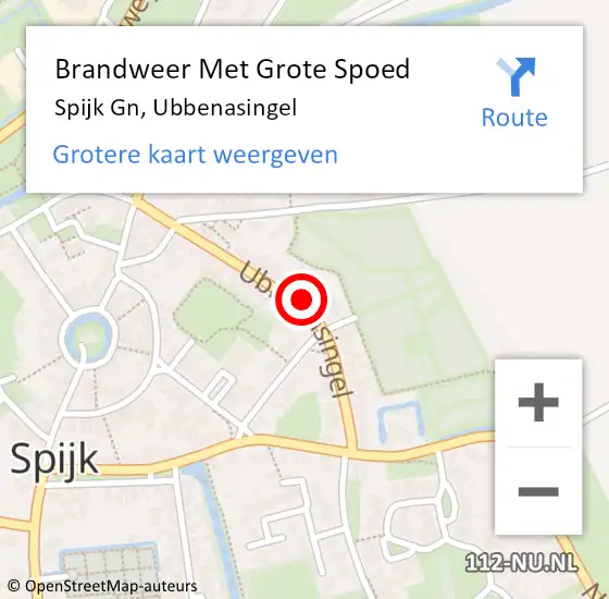 Locatie op kaart van de 112 melding: Brandweer Met Grote Spoed Naar Spijk Gn, Ubbenasingel op 28 mei 2024 01:41