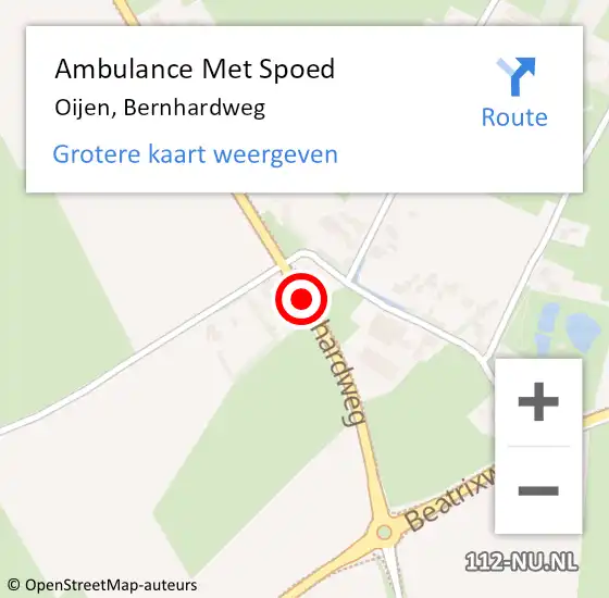 Locatie op kaart van de 112 melding: Ambulance Met Spoed Naar Oijen, Bernhardweg op 7 oktober 2014 12:53