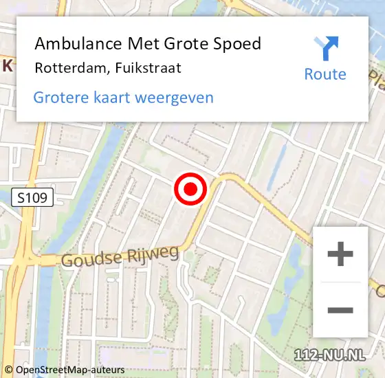 Locatie op kaart van de 112 melding: Ambulance Met Grote Spoed Naar Rotterdam, Fuikstraat op 28 mei 2024 02:07