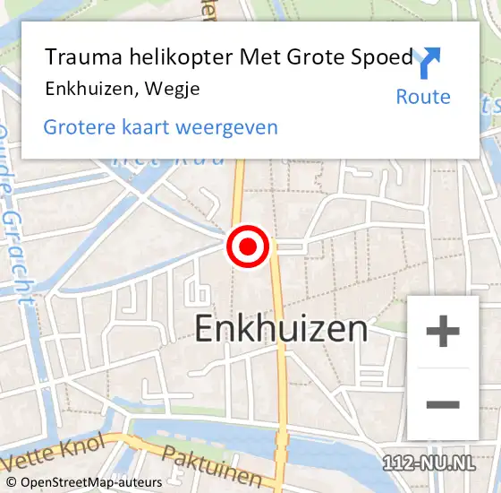 Locatie op kaart van de 112 melding: Trauma helikopter Met Grote Spoed Naar Enkhuizen, Wegje op 28 mei 2024 02:07