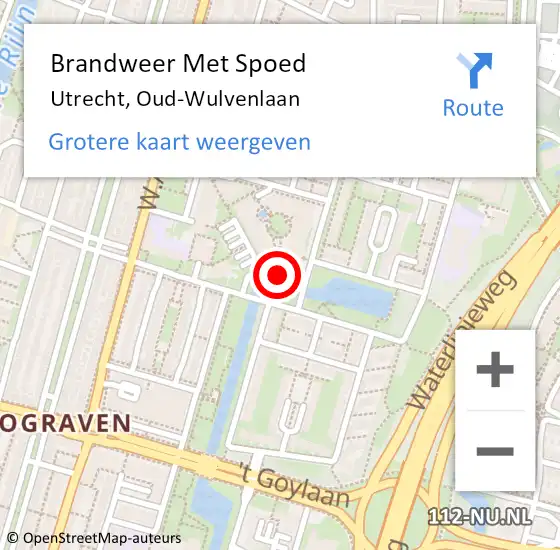 Locatie op kaart van de 112 melding: Brandweer Met Spoed Naar Utrecht, Oud-Wulvenlaan op 28 mei 2024 02:20