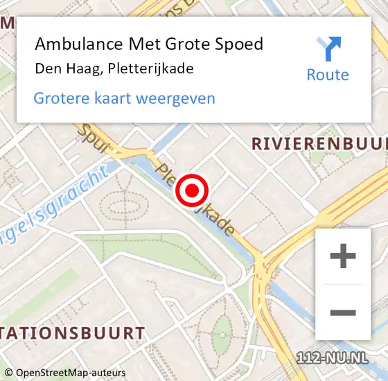 Locatie op kaart van de 112 melding: Ambulance Met Grote Spoed Naar Den Haag, Pletterijkade op 28 mei 2024 02:22